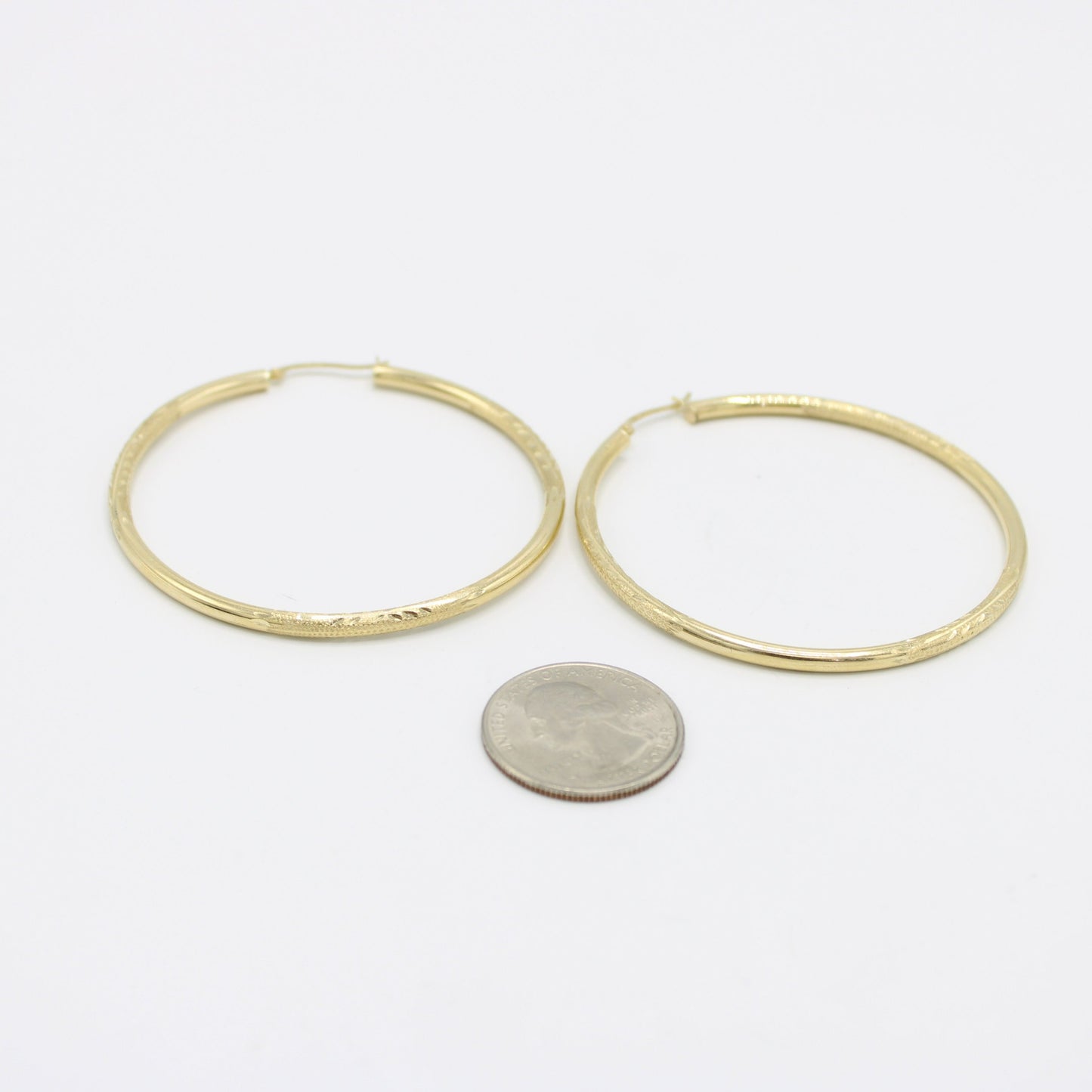 14K Fancy Women's Hoops Yellow Gold
