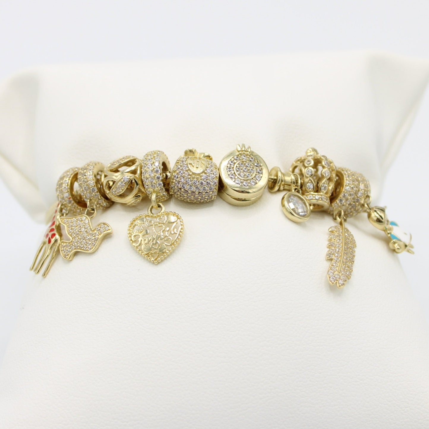 14K Bangle with Charms Yellow Gold