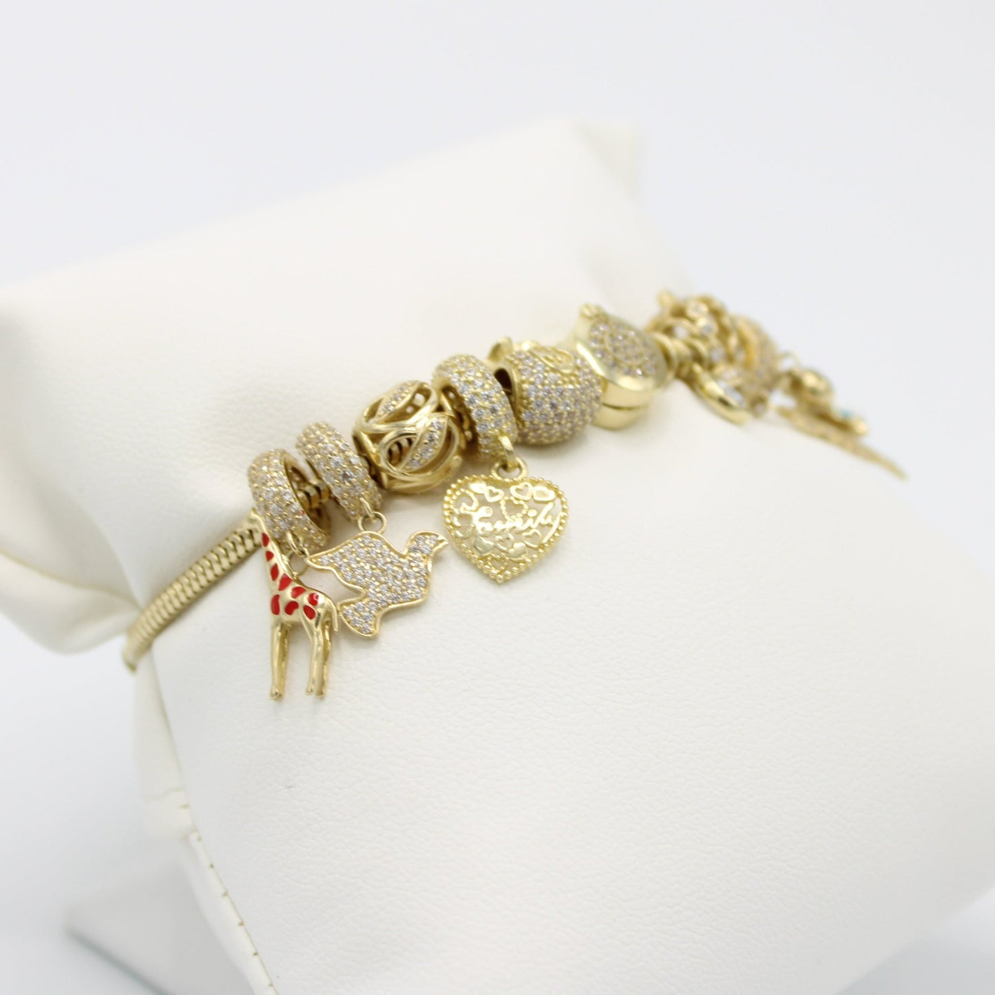 14K Bangle with Charms Yellow Gold
