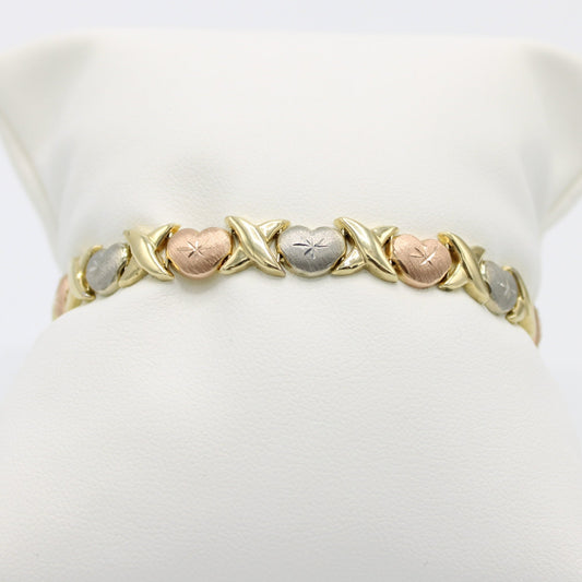 14K Xâ€ïžX Bangle (Yellow-Rose-White) Gold