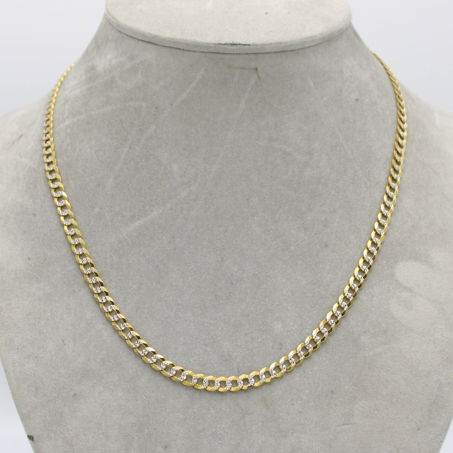 14k Solid Flat Cuban Chain Two Tones Yellow Gold