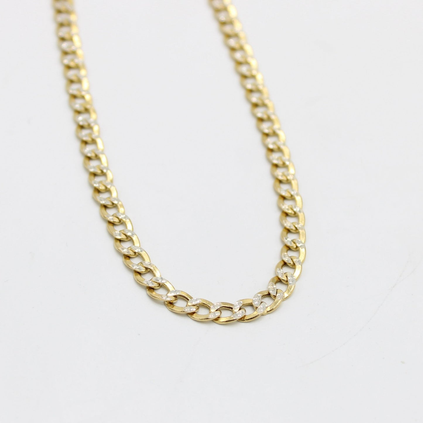 14k Semi-Solid Flat Cuban Chain Two Tones Yellow Gold