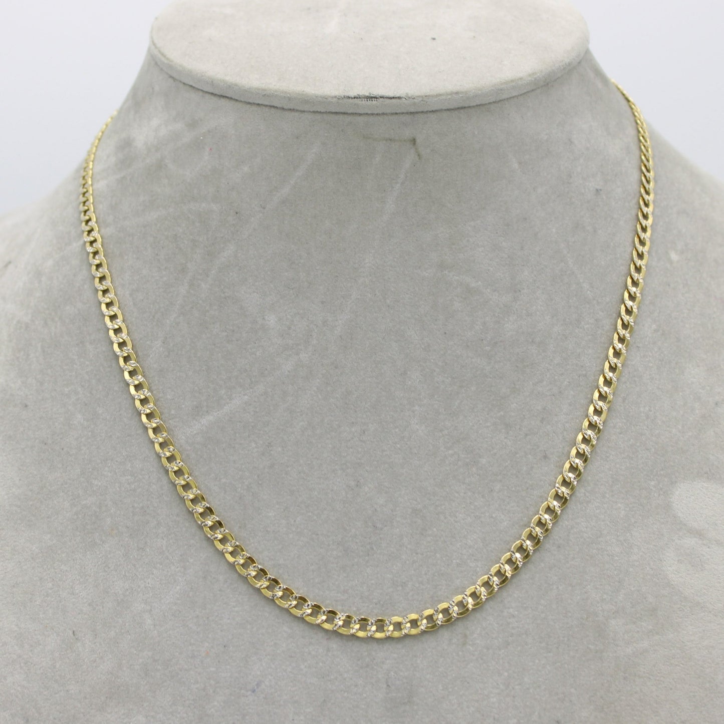 14k Semi-Solid Flat Cuban Chain Two Tones Yellow Gold