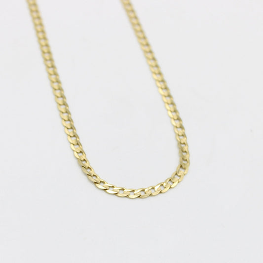 14k Solid Flat Cuban Chain Yellow Gold