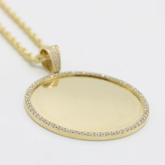 14K Picture Pendant with Rope Chain Yellow Gold