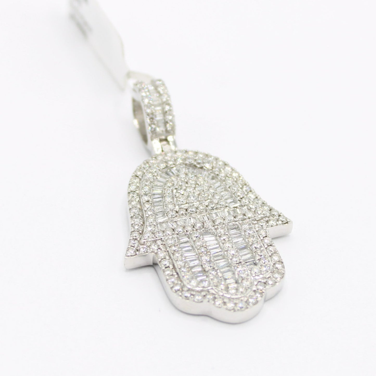 14K VS Diamond Hamsa Pendant White Gold
