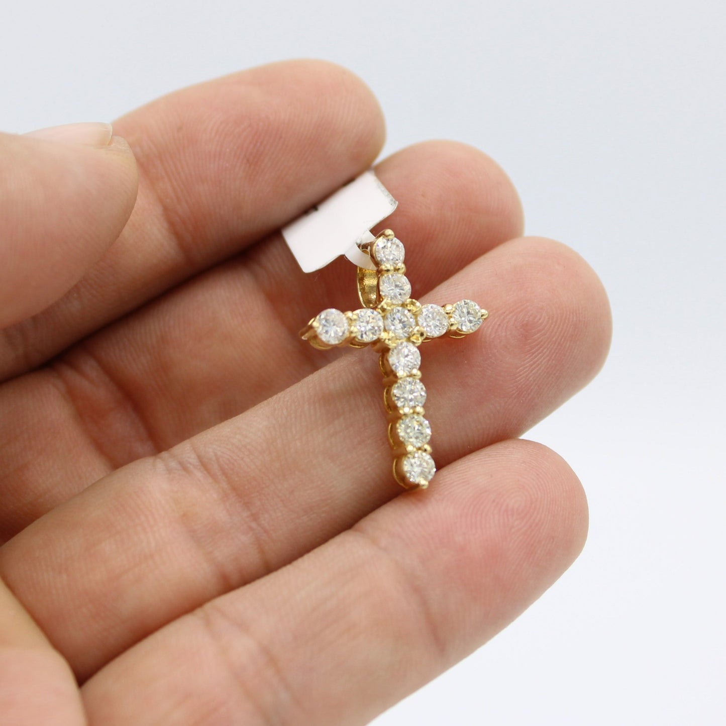 14K VS Diamond Cross Pendant Yellow Gold