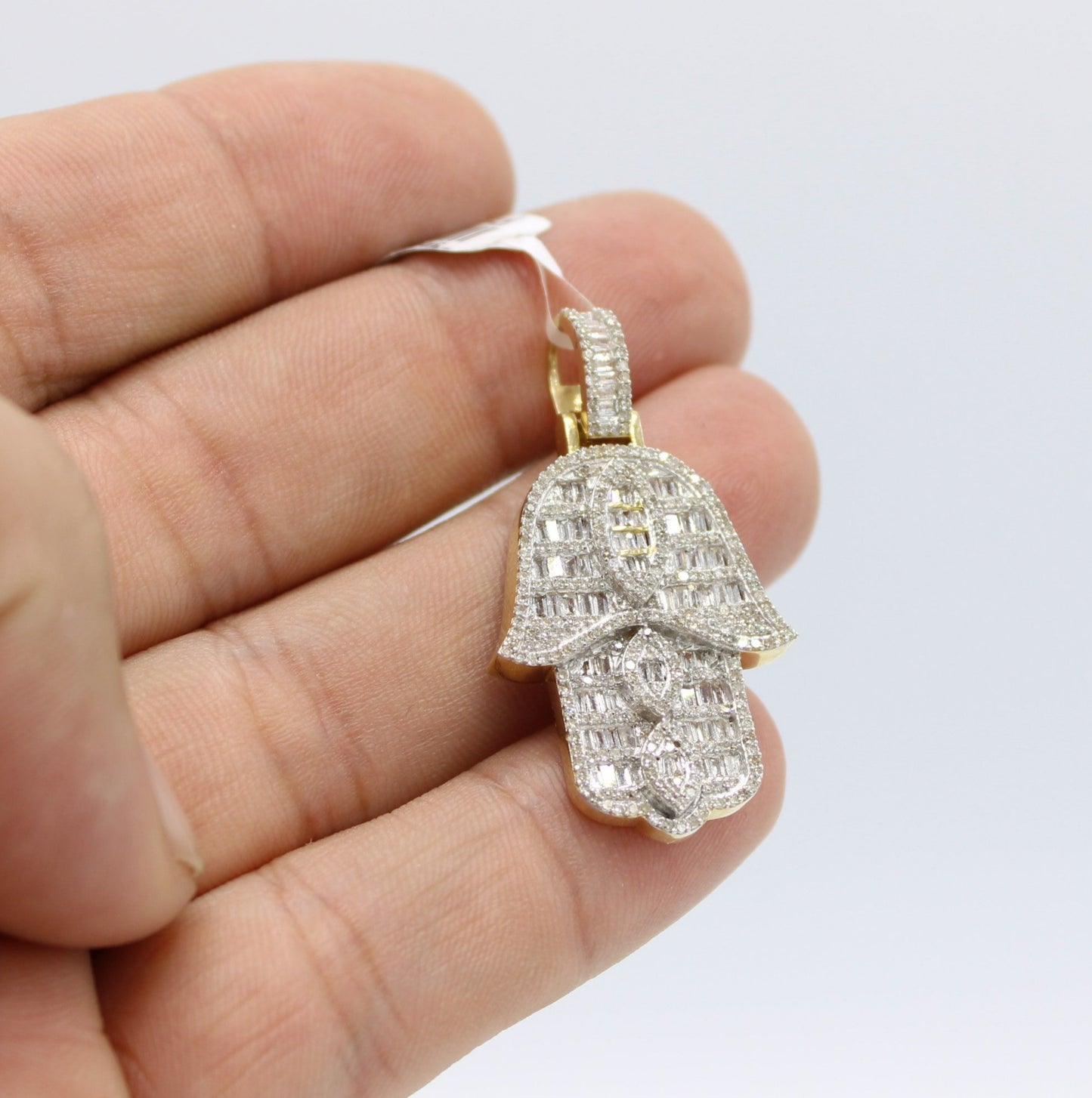14K VS Diamond Hamsa Pendant Yellow Gold