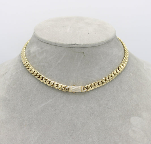 14K Choker Cuban Link Cz  \\ 7.4 mm - 16â \\