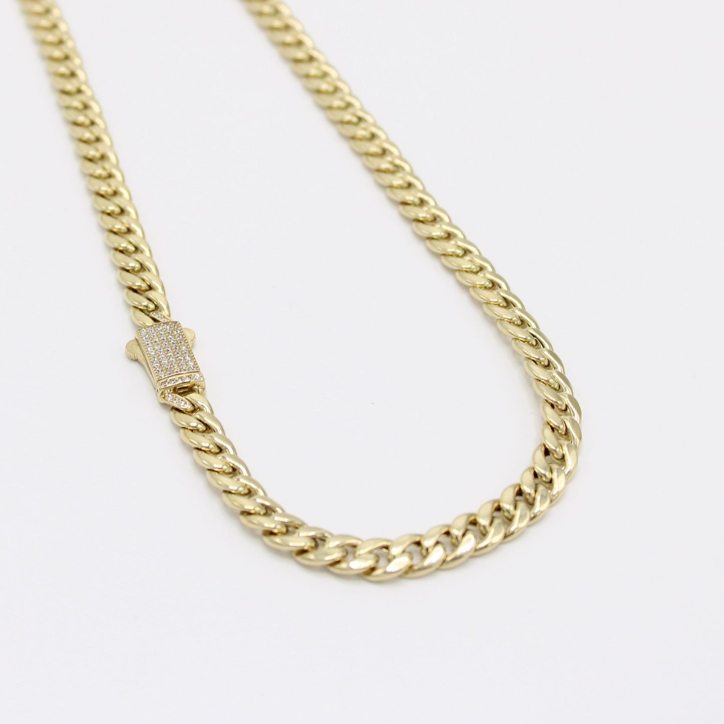 14K Semi-Solid Choker Cuban Link Cz at Lock \\ 6.5mm - 16” \\