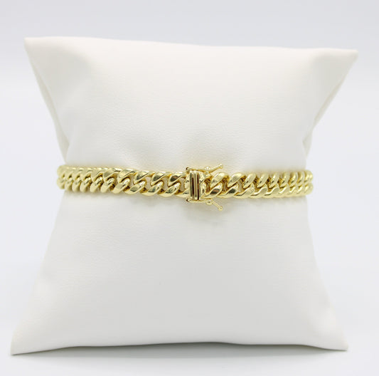 14K Semi-Solid Cuban Bracelet Yellow Gold