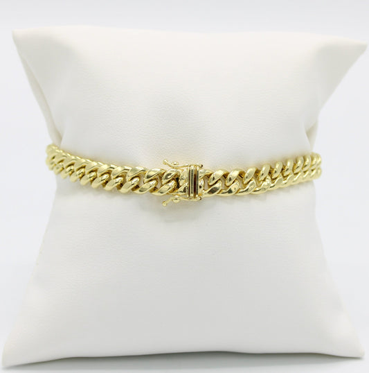 14K Semi-Solid Cuban Bracelet Yellow Gold //7.6mm - 8.5 in//
