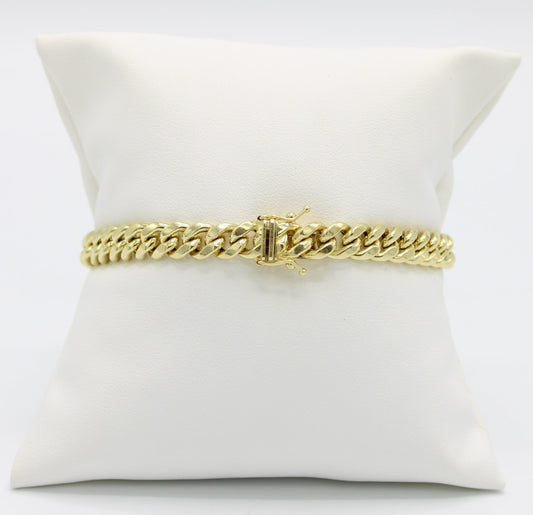 14K Semi-Solid Cuban Bracelet Yellow Gold //7.6mm - 8.5 in//