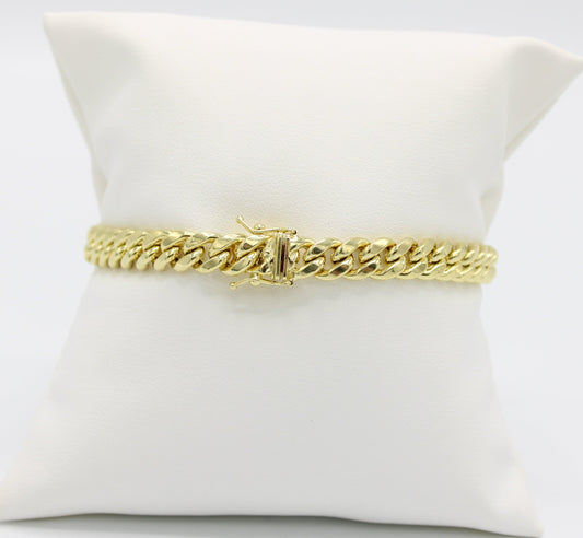 14K Semi-Solid Cuban Bracelet Yellow Gold //7.6mm - 8.5 in//