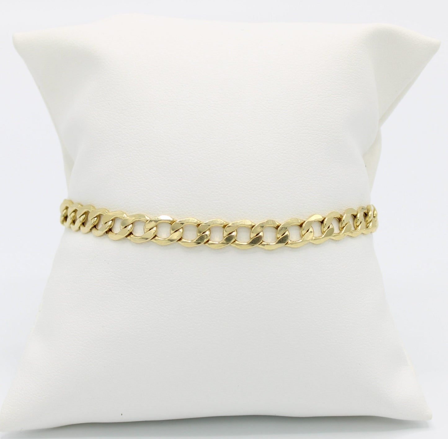 14K Semi-Solid Flat Cuban Bracelet Yellow Gold // 6.8mm //
