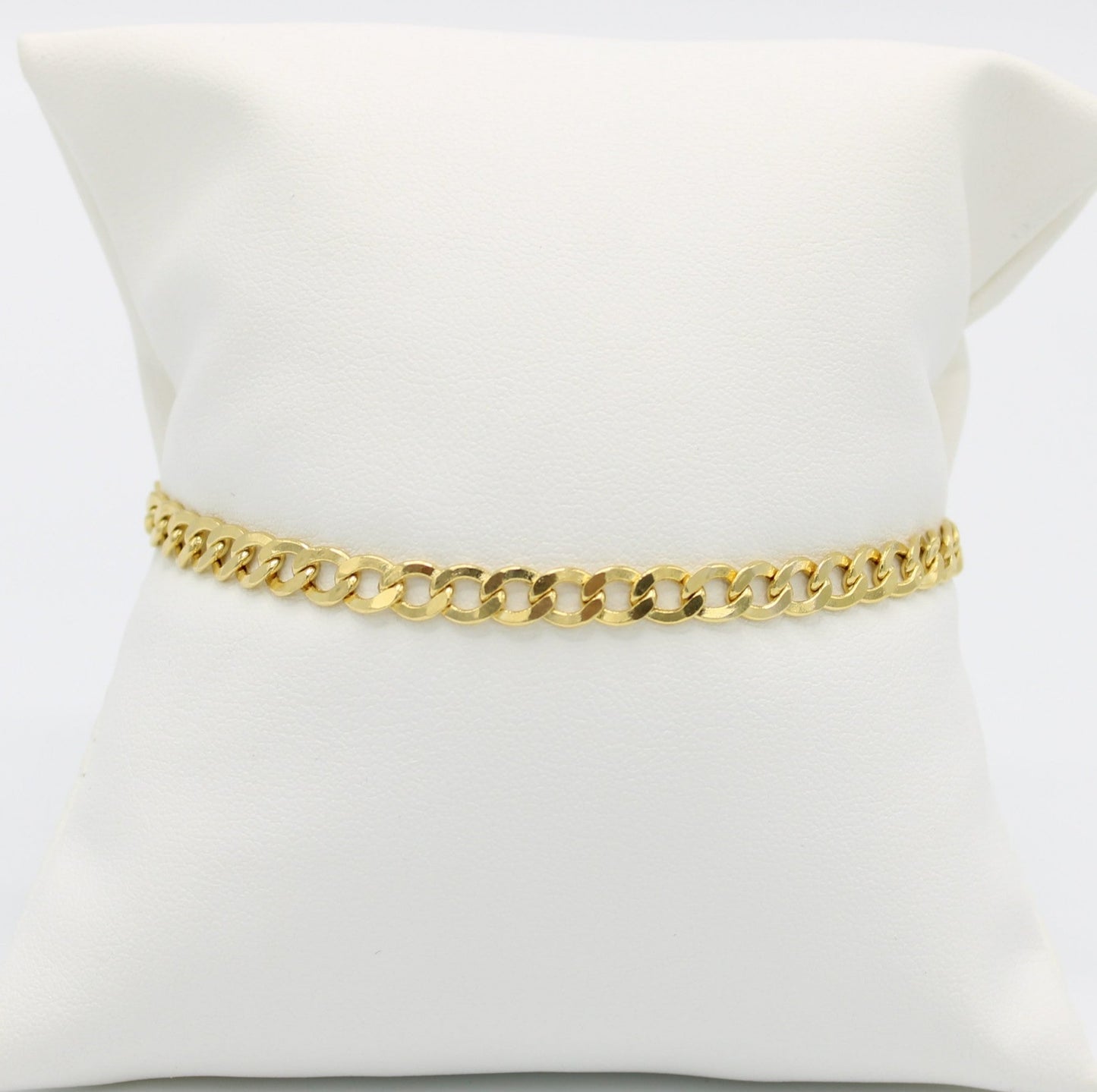 14K Semi-Solid Flat Cuban Bracelet Yellow Gold // 5.2mm //