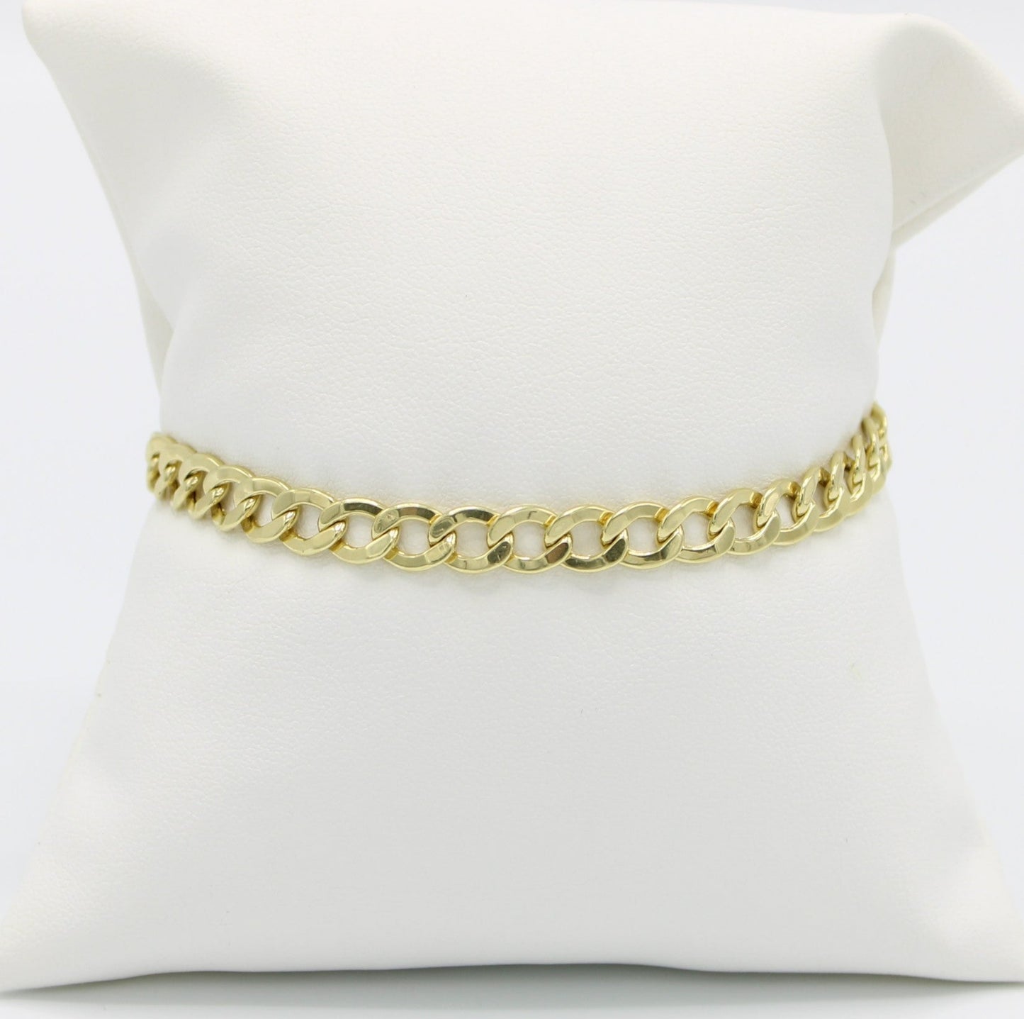 14K Semi-Solid Flat Cuban Bracelet Yellow Gold // 6.4mm //