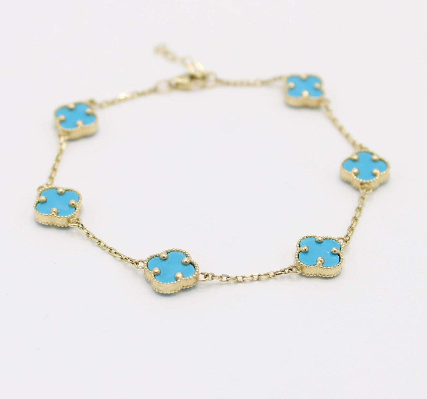 14K Fancy Set (Sky Blue) Necklace - Bangle - Earrings - Ring Yellow Gold