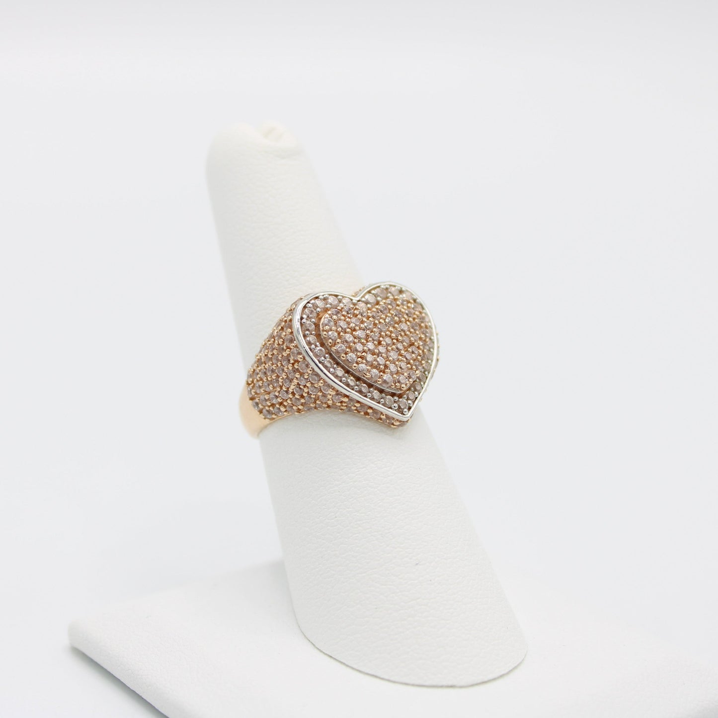 14K Heart Set Bracelet and Ring Two Tones Yellow Gold