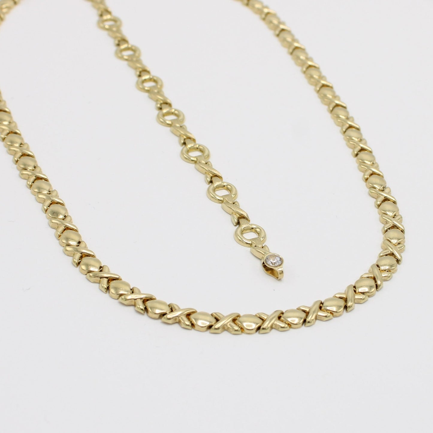 14K Set XOXO Choker With Bracelet Cz Stones Yellow Gold