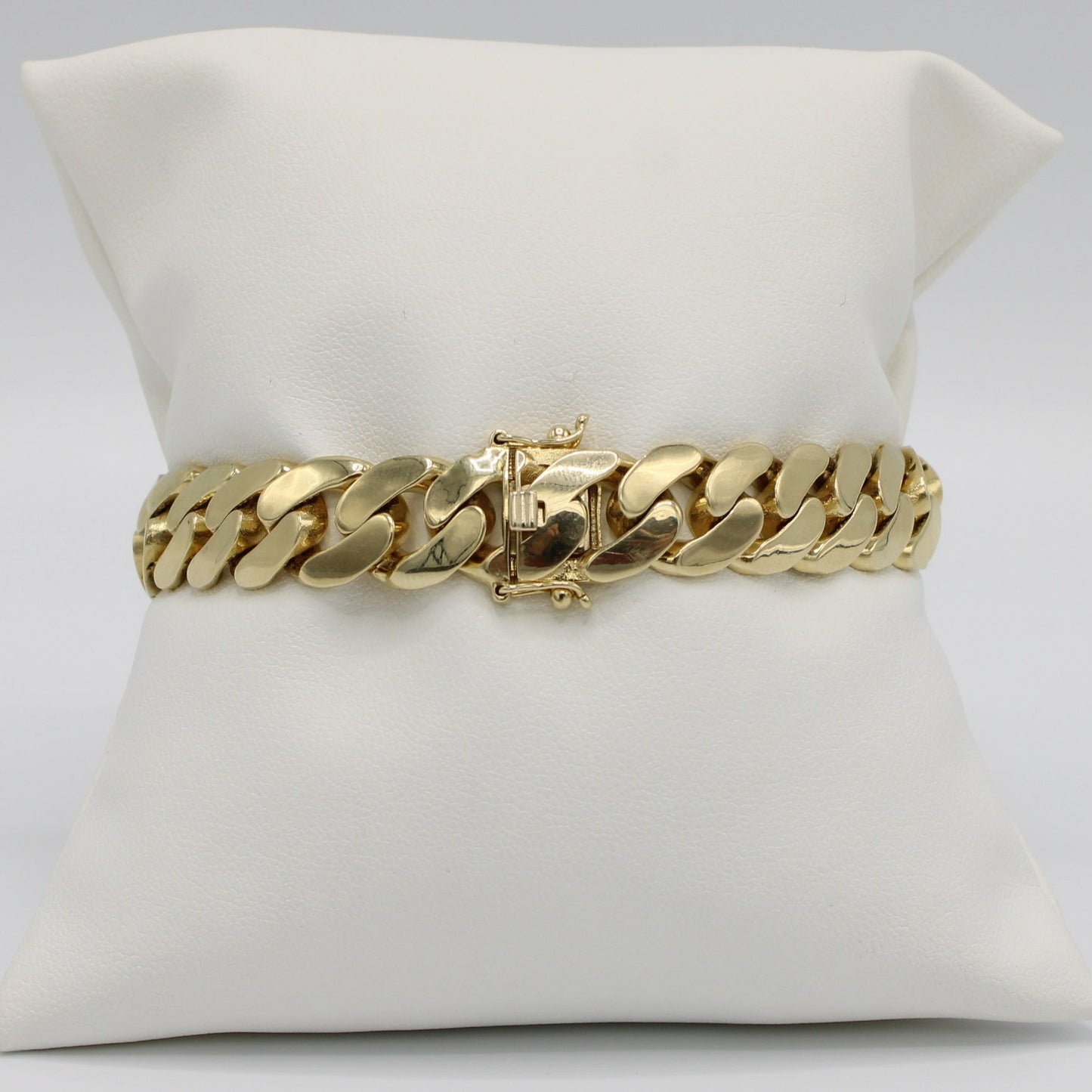 14K Semi-Solid Miami Cuban Link Bracelet Yellow Gold