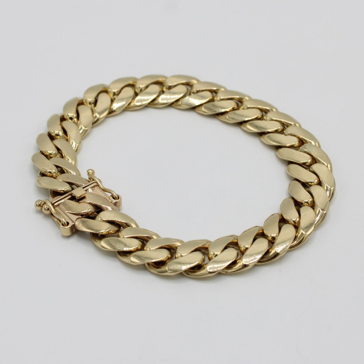 14K Semi-Solid Miami Cuban Link Bracelet Yellow Gold