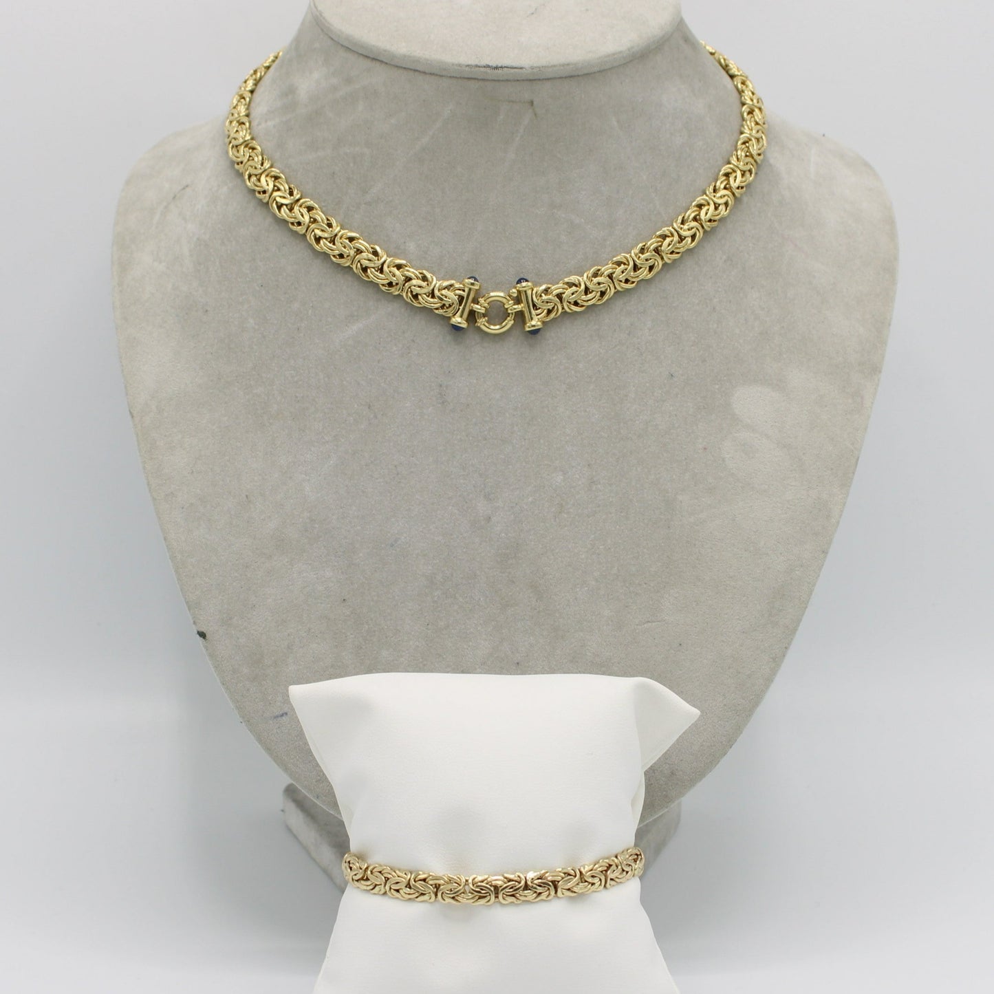 14K Set Byzantine Choker And Bracelet Yellow Gold