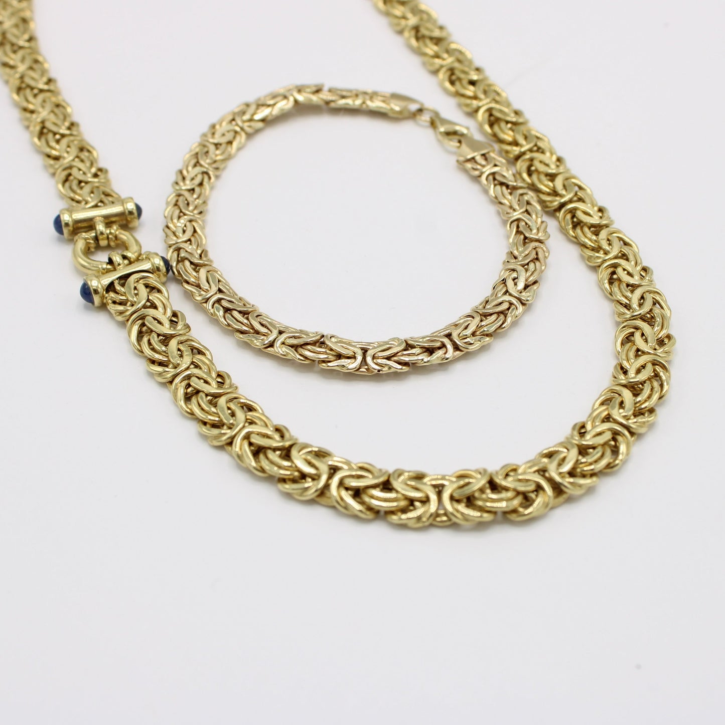 14K Set Byzantine Choker And Bracelet Yellow Gold