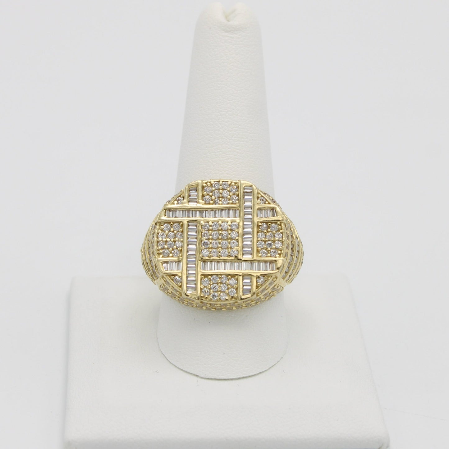14K Round Men's Ring Cz Stones Yellow Gold