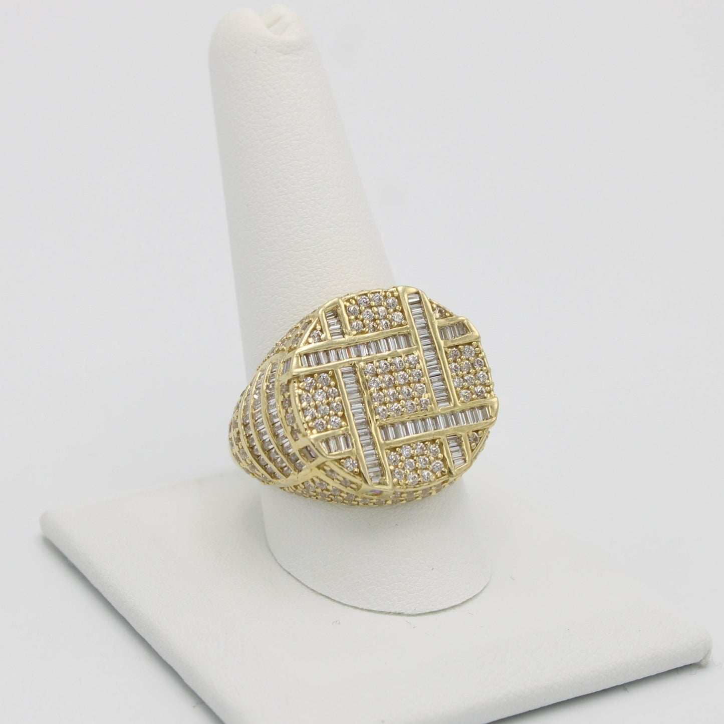 14K Round Men's Ring Cz Stones Yellow Gold