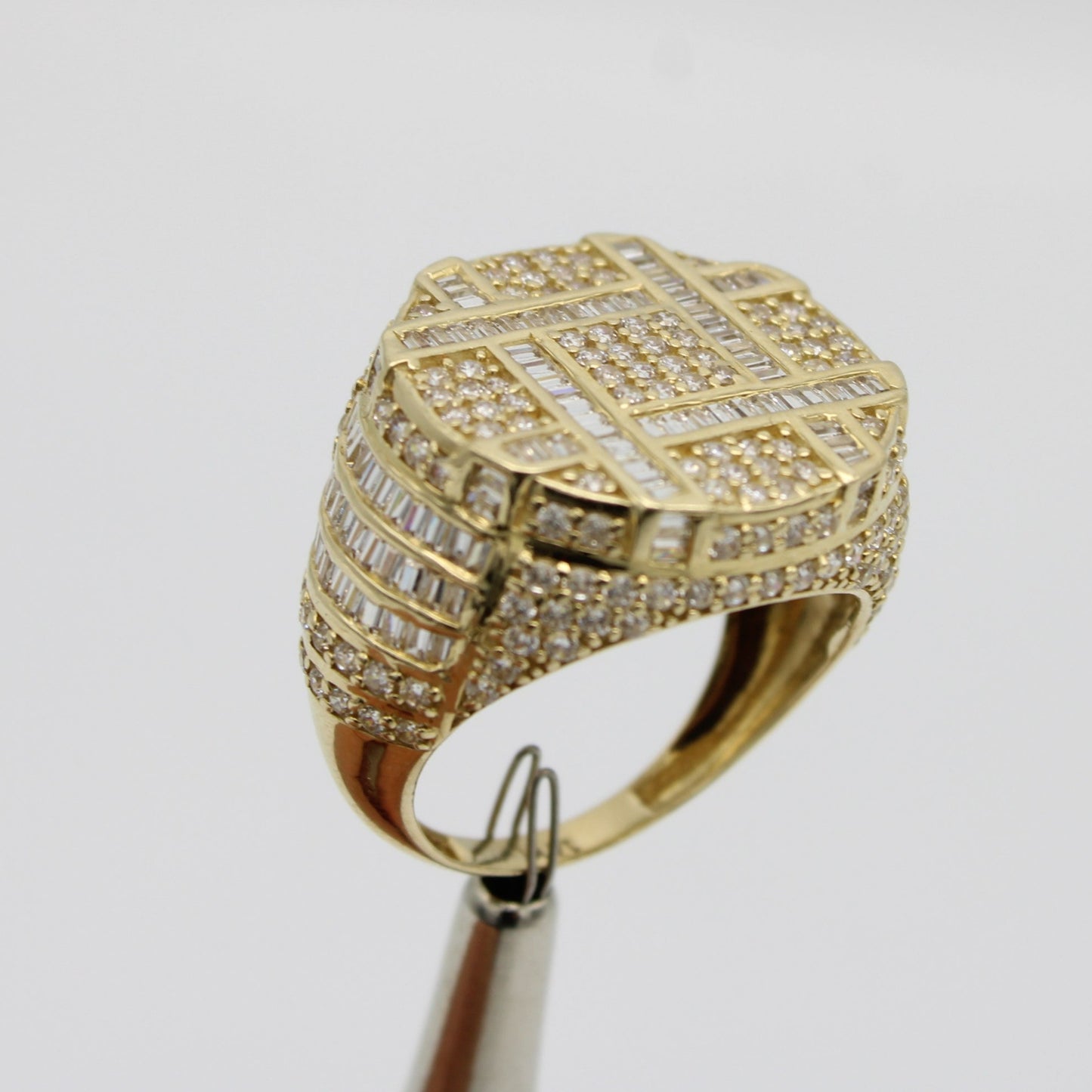 14K Round Men's Ring Cz Stones Yellow Gold