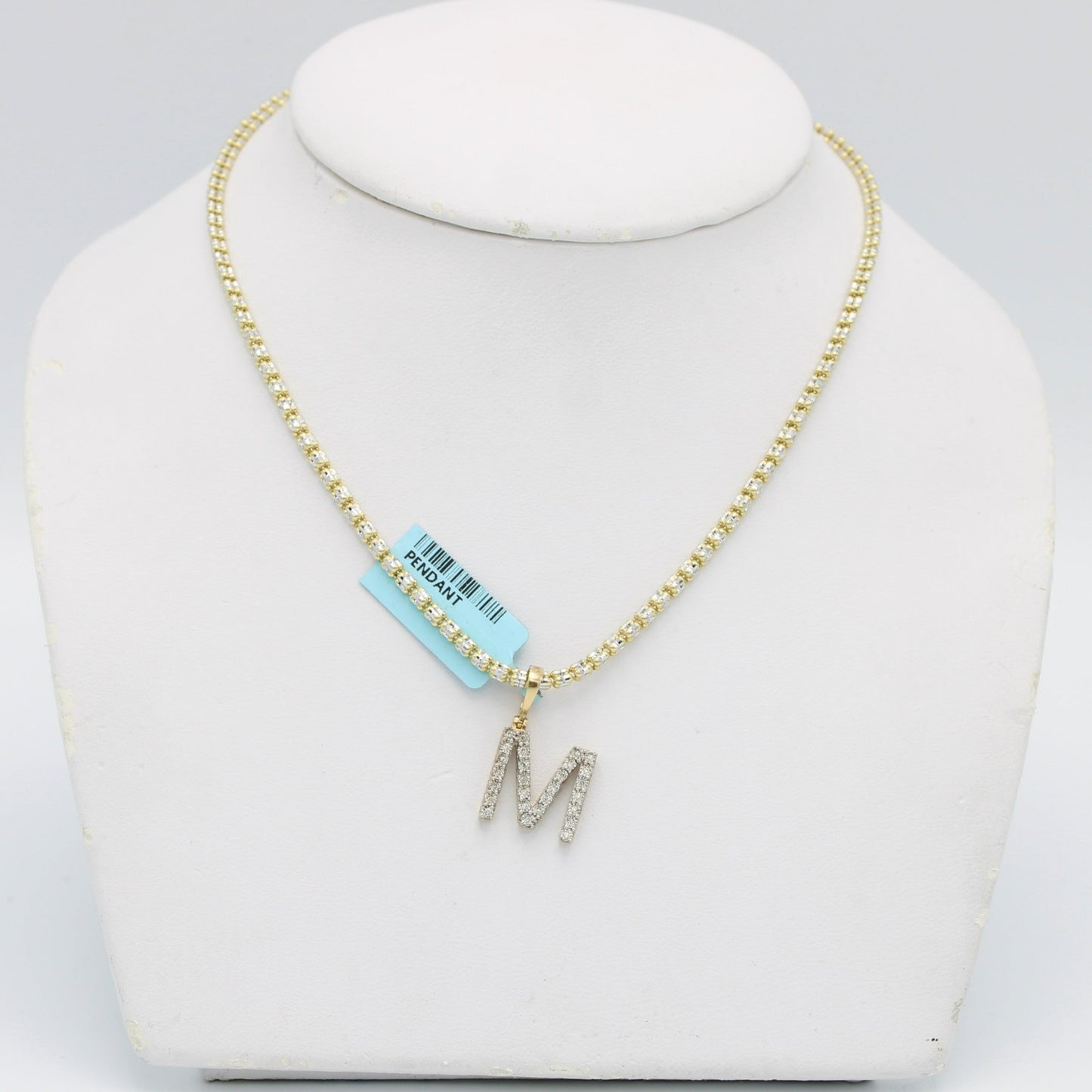 14K VS Diamond Initial Name Pendant With Ice Chain Yellow Gold
