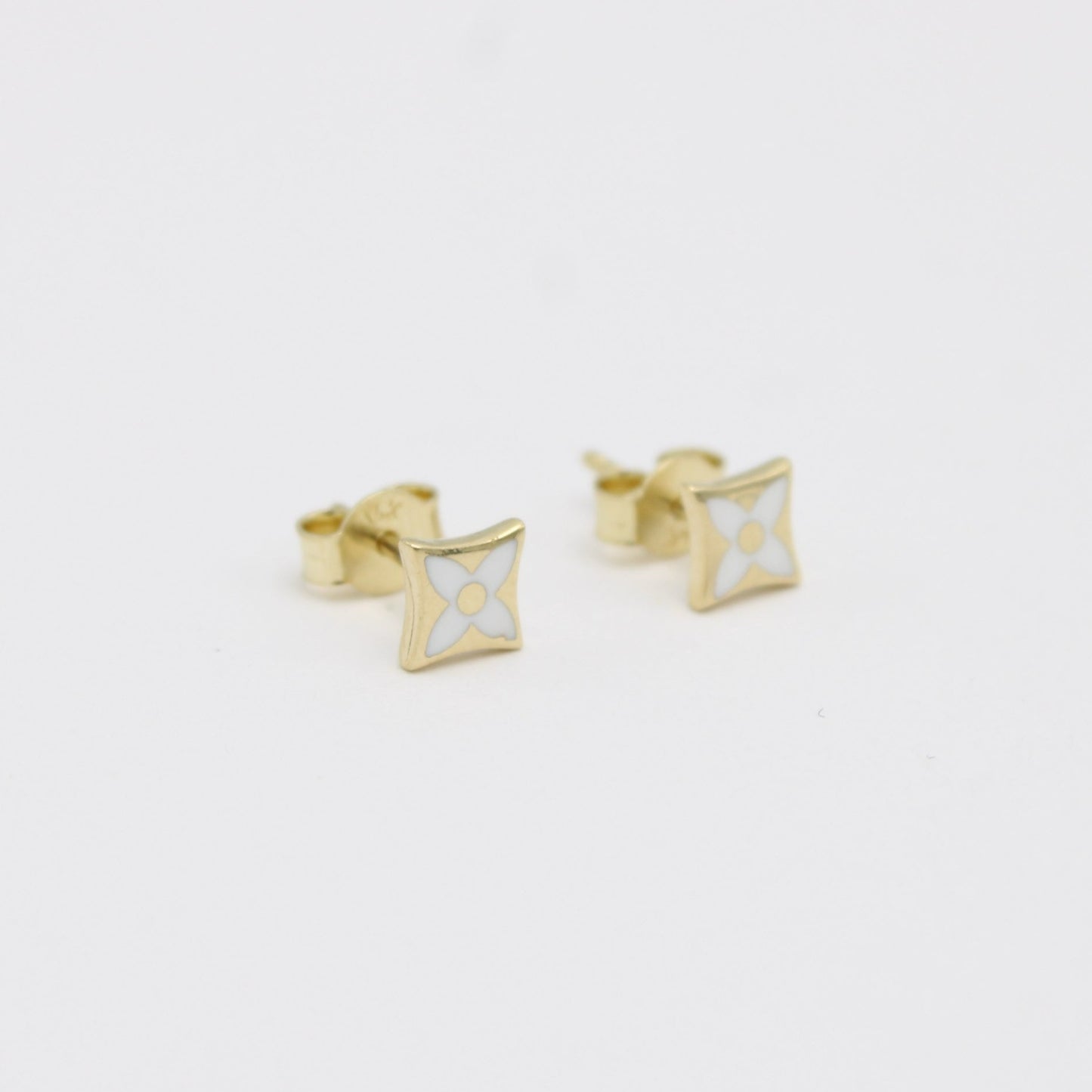 14K Fancy Earring Cz Stones Yellow Gold