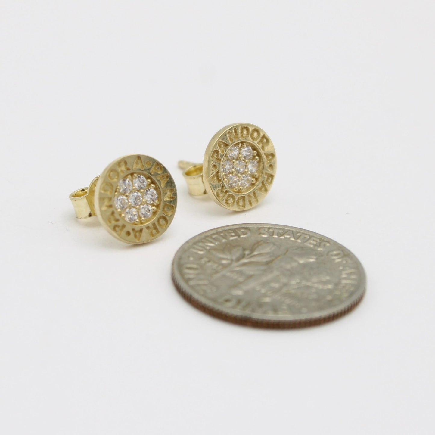 14K Earring Cz Stones Yellow Gold