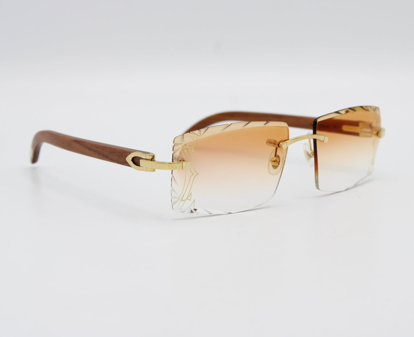 Luxury Cartier Eyewear Brown Lenses Yellow Gold