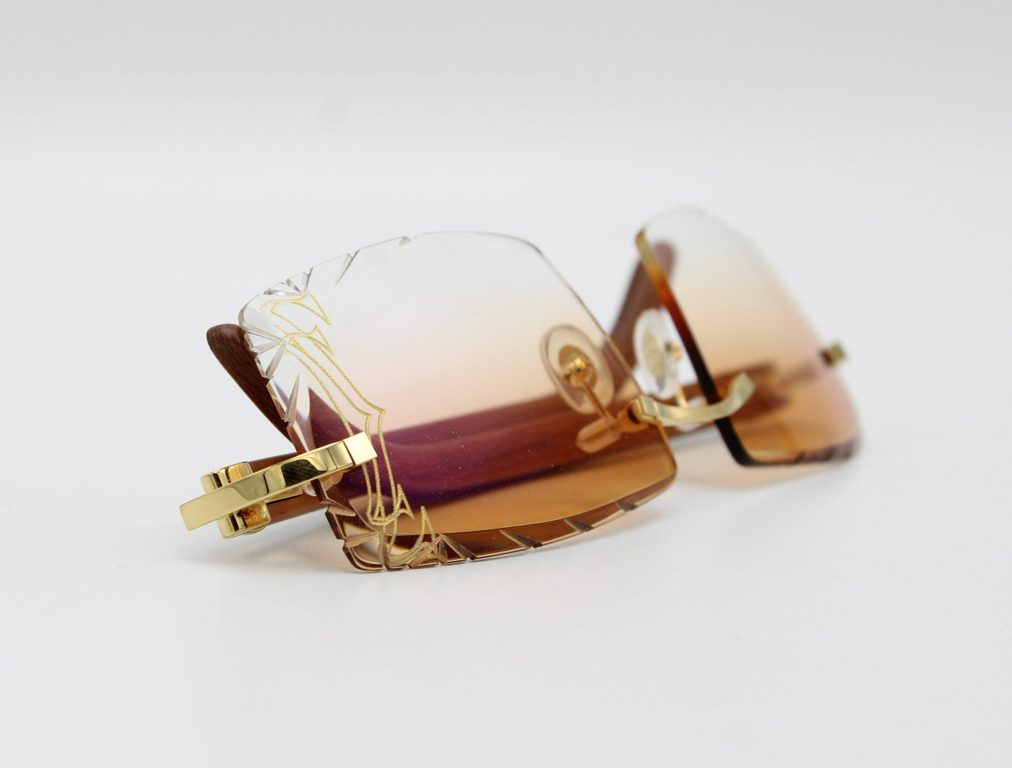 Luxury Cartier Eyewear Brown Lenses Yellow Gold