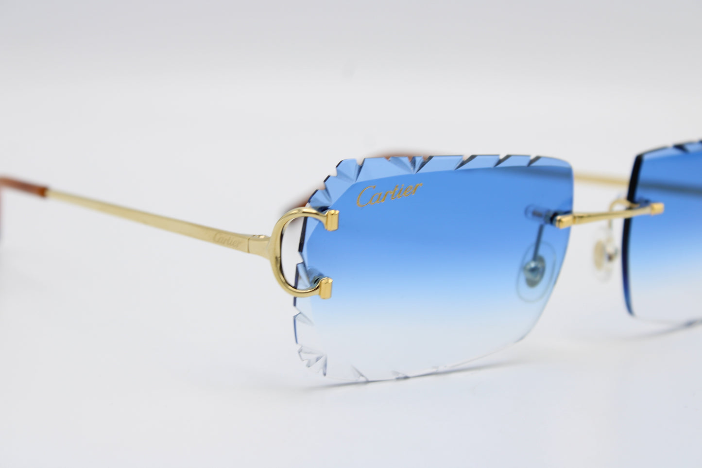 Luxury Cartier Eyewear Blue Lenses Yellow Gold