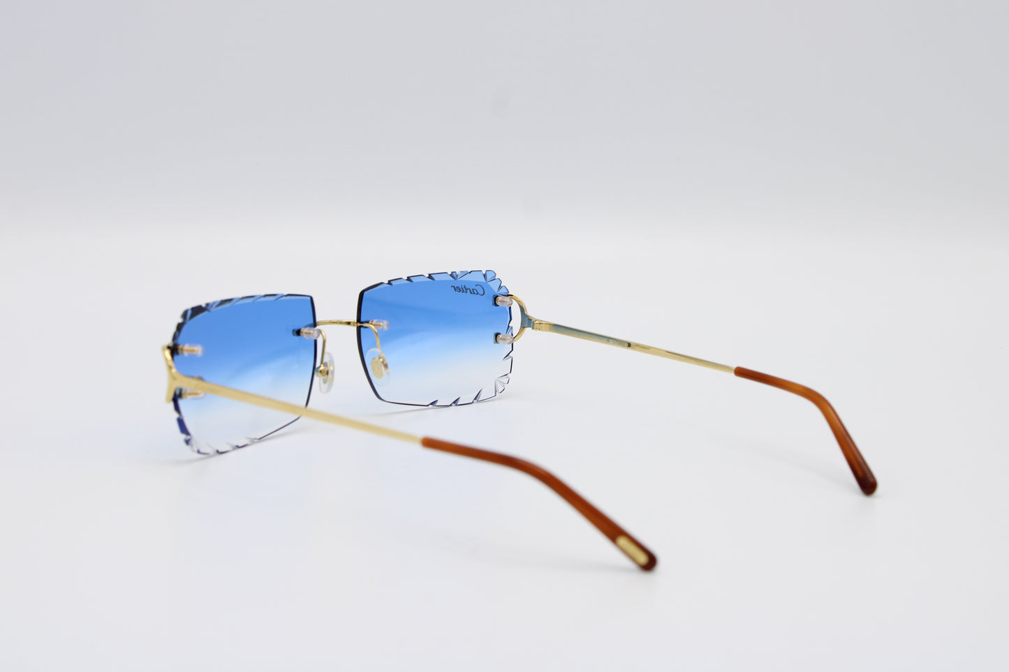 Luxury Cartier Eyewear Blue Lenses Yellow Gold