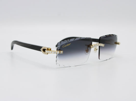Luxury Cartier Eyewear Black Lenses Yellow Gold
