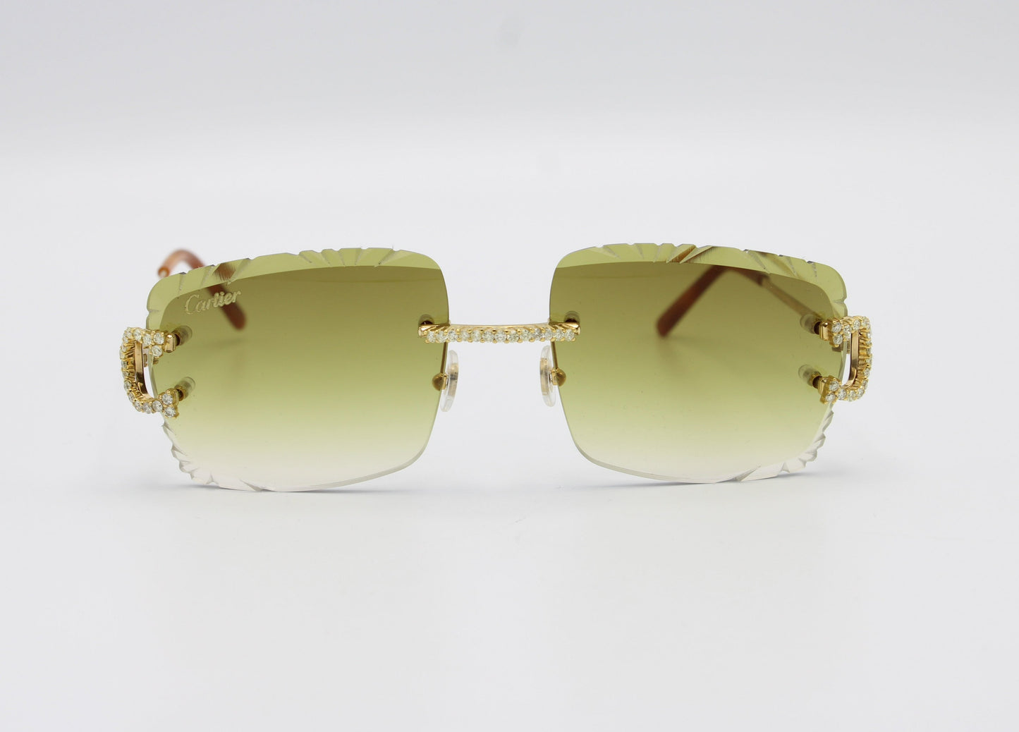 Luxury Cartier Eyewear Olive Lenses Yellow Gold