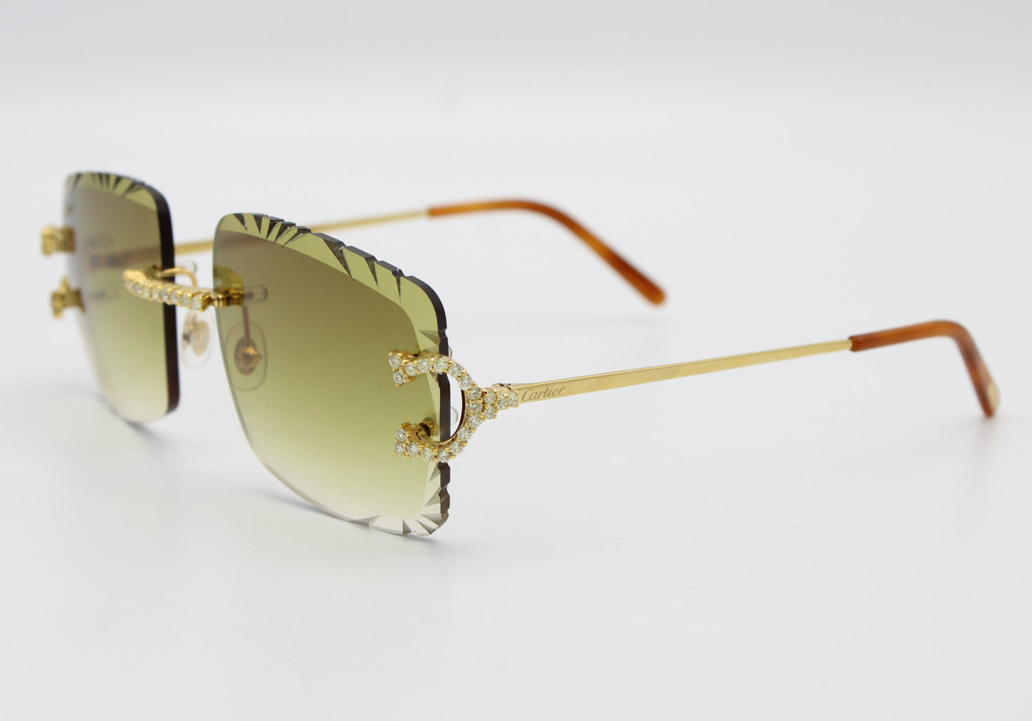 Luxury Cartier Eyewear Olive Lenses Yellow Gold