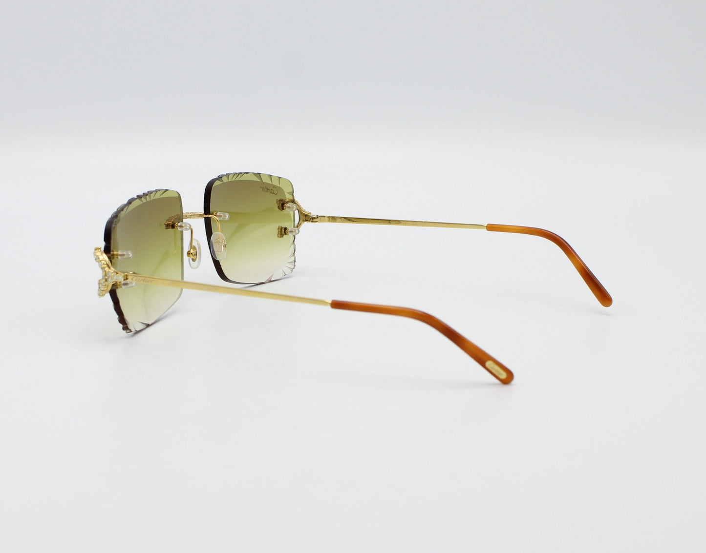Luxury Cartier Eyewear Olive Lenses Yellow Gold