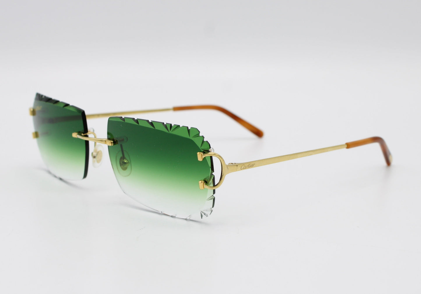 Luxury Cartier Eyewear Green Lenses Yellow Gold