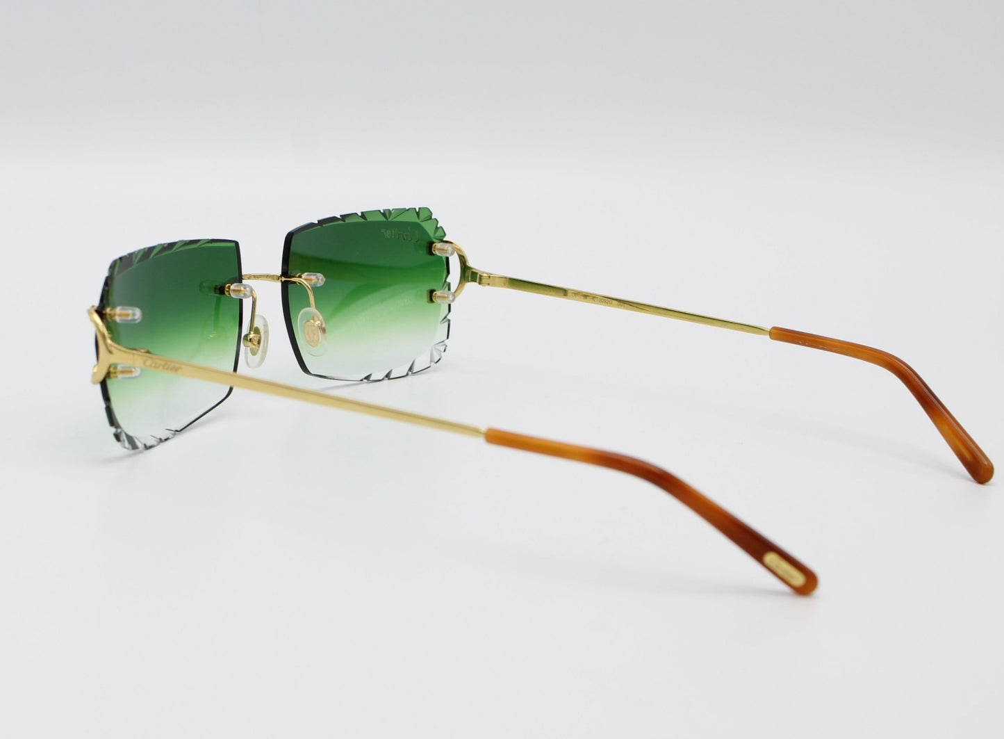 Luxury Cartier Eyewear Green Lenses Yellow Gold