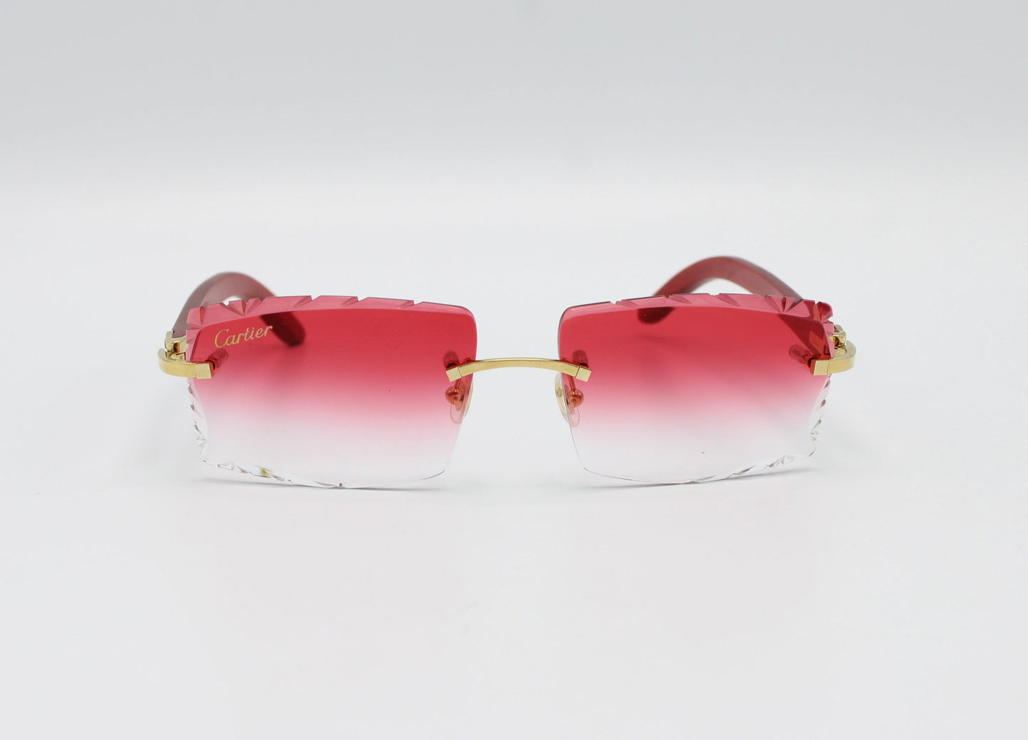 Luxury Cartier Eyewear Pink Lenses Yellow Gold