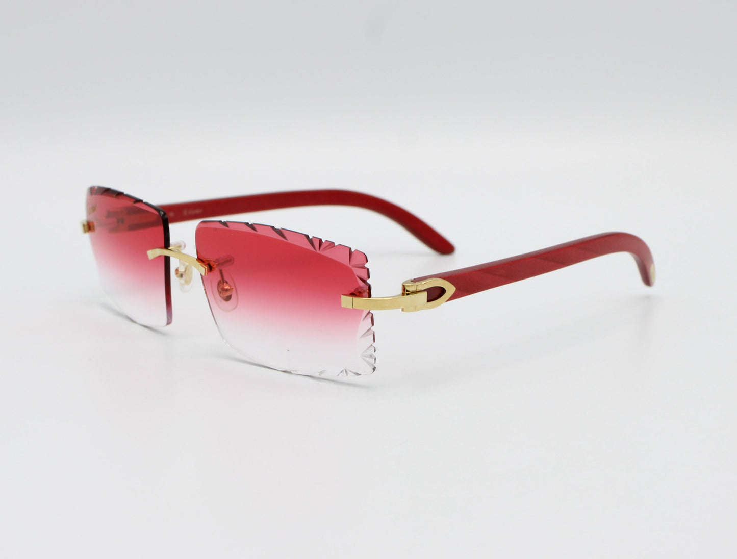 Luxury Cartier Eyewear Pink Lenses Yellow Gold