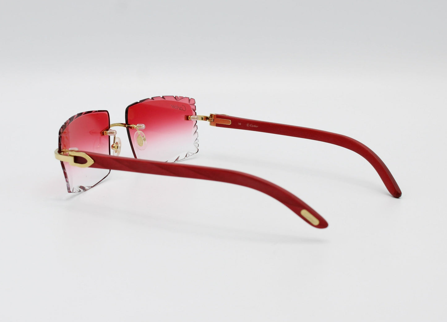 Luxury Cartier Eyewear Pink Lenses Yellow Gold
