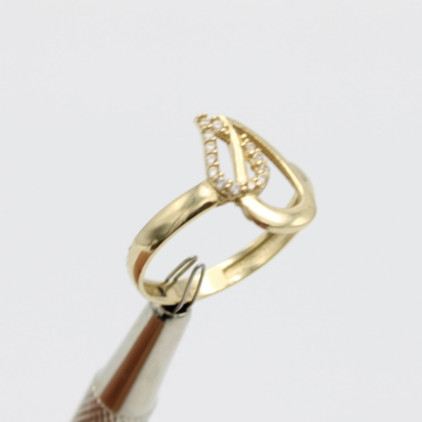 14K Tear Ring Cz Stones Yellow Gold