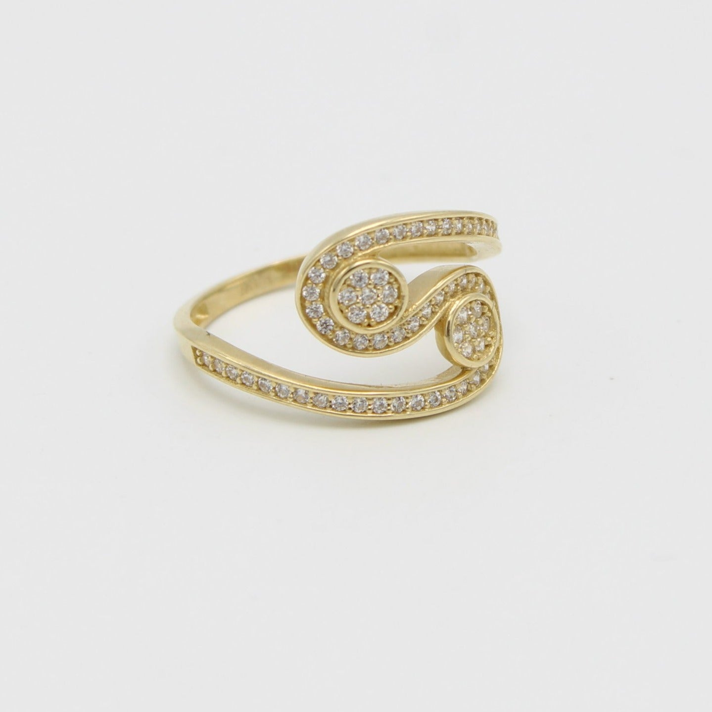 14K Yin and Yang Ring Cz Stone Yellow Gold