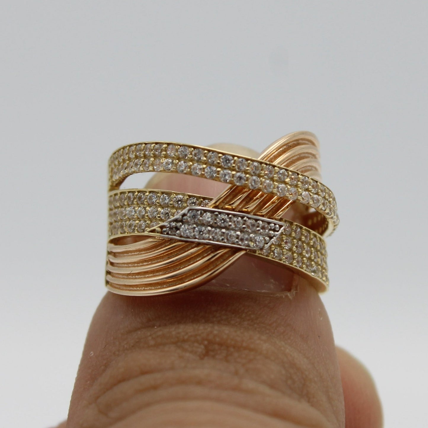 14k Fancy Ring Cz Stones Yellow Gold